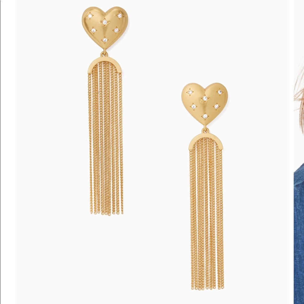 Kate spade heart fringe earrings